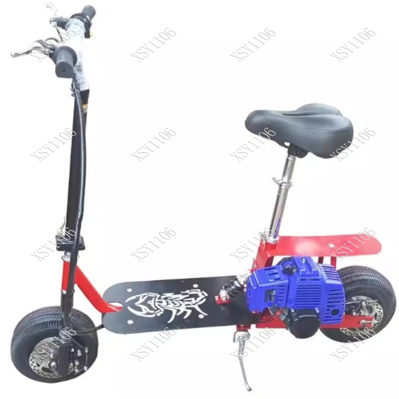 Outdoor Power And Pedal - Opvouwbare 2-takt mini-pedaalscooter Draagbare brandstofgevoede tweewielige