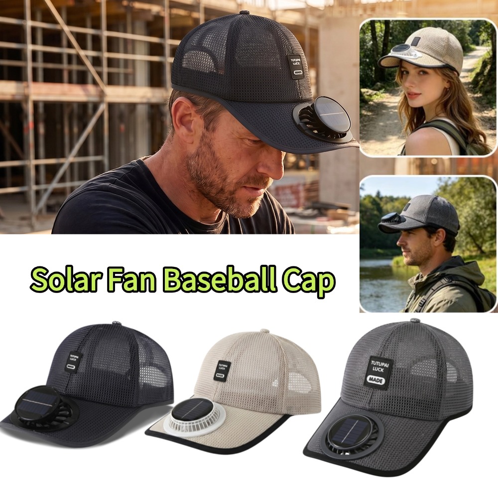 Outdoor Powersports - Unisex ventilatorpet op zonne-energie, vispet, oplaadbare,
